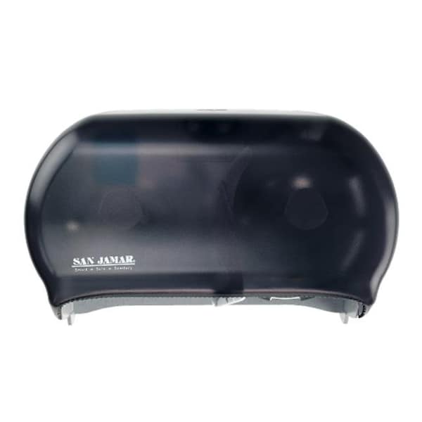 San Jamar SAN R3600TBK Versa-Twin Tissue Toilet Tissue Dispenser - Black Pearl SAN R3600TBK - main
